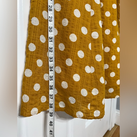 REBELLION AGAIN Mustard Yellow White
Polka Dot Print Button Midi A-Line Dress / - Picture 9 of 14